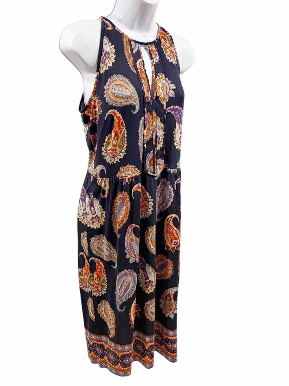 Tory Burch Libby Silk Jersey Paisley Midi Dress size Small